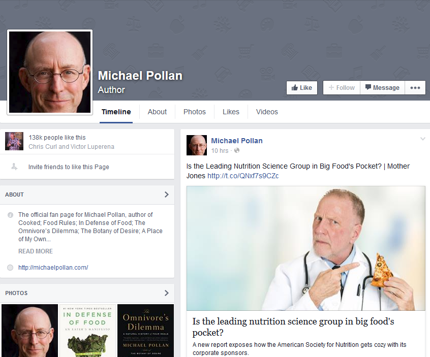 Michael Pollan Facebook Page