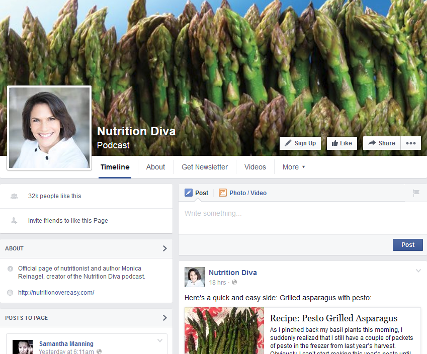The Nutrition Diva Facebook Page