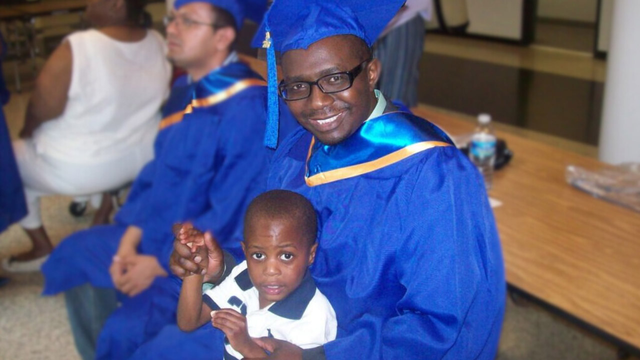 Solomon and his family at his son’s high school graduation
