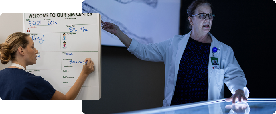 Instructor leading nursing students in classroom