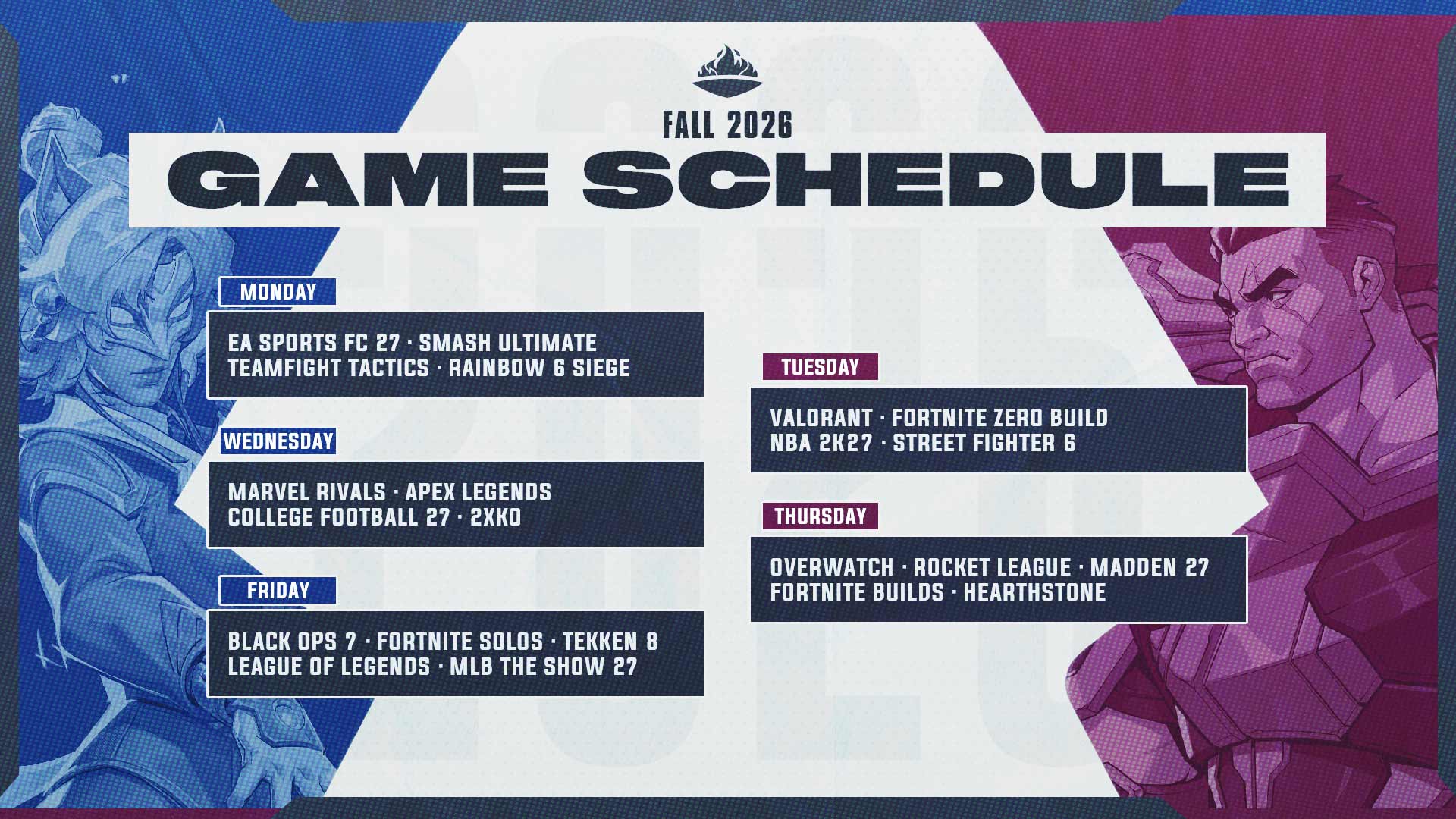 2026 ECAC Fall Season Schedule