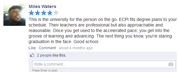ECPI University Facebook Comment 