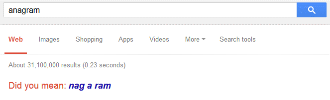 anagram google software easter egg