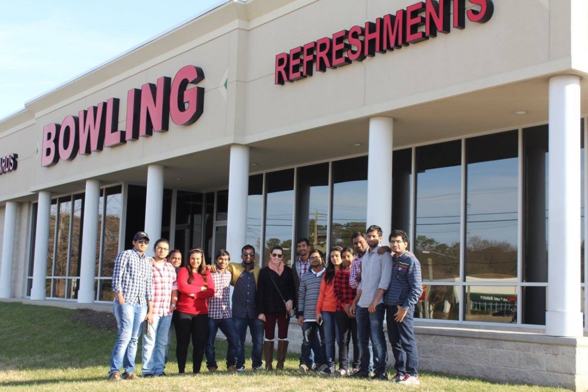 International students from India at the Bowling Center