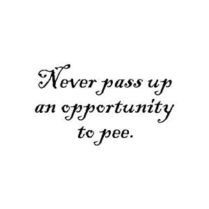 Never pass up an opportunity to pee!