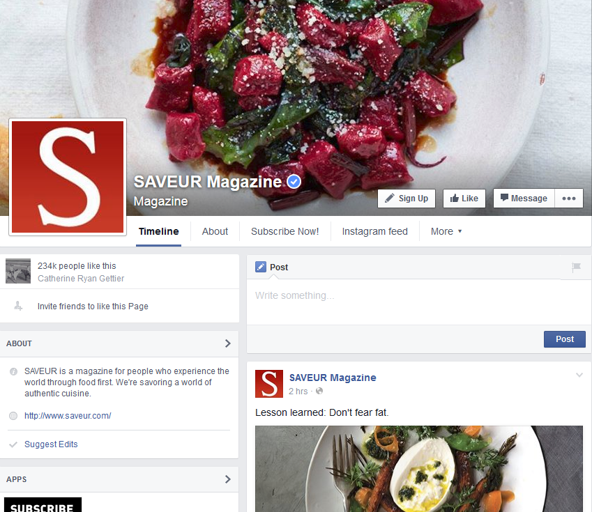 Saveur Magazine Facebook Page