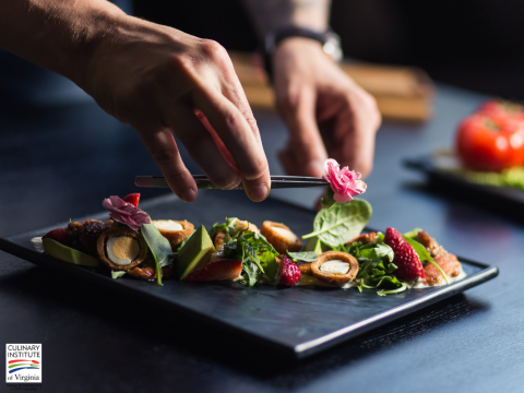 Hands preparing food