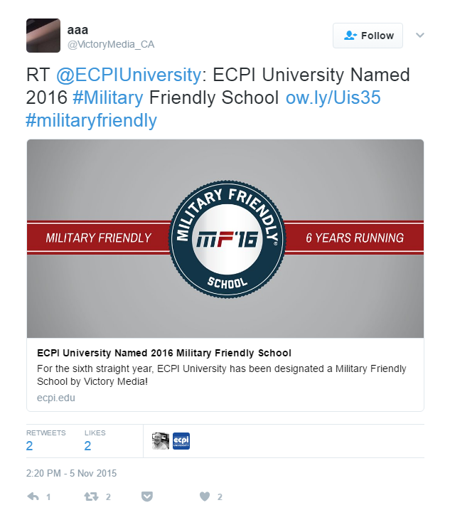 ECPI University Named Best for Vets 6 Straight Years